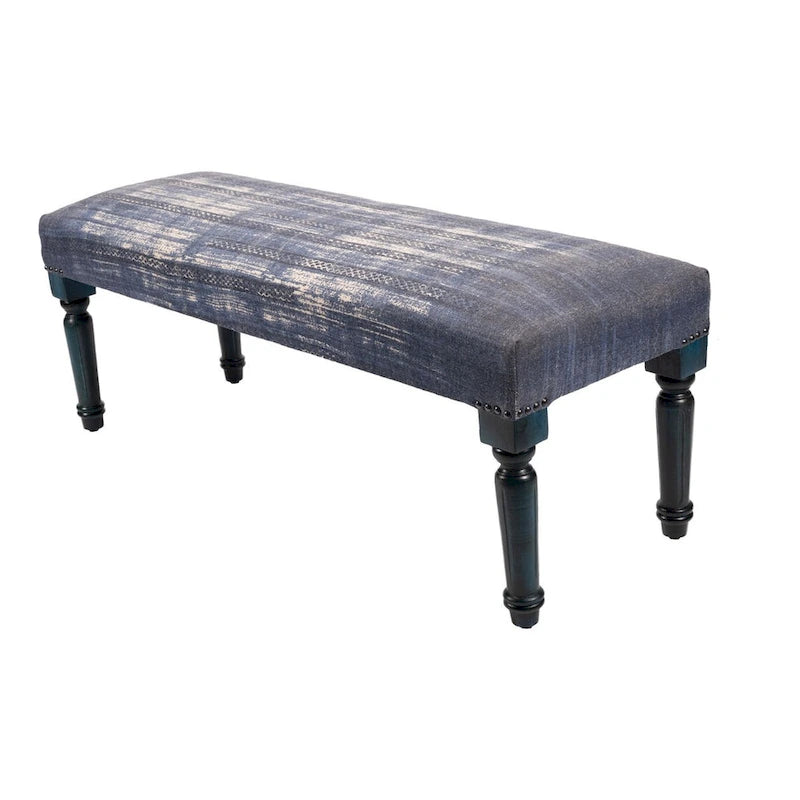 47 Banc rectangulaire vieilli bleu antique
