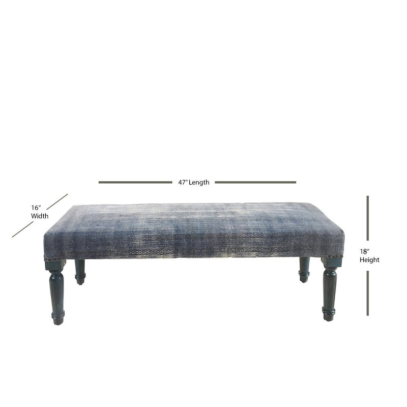 47 Banc rectangulaire vieilli bleu antique