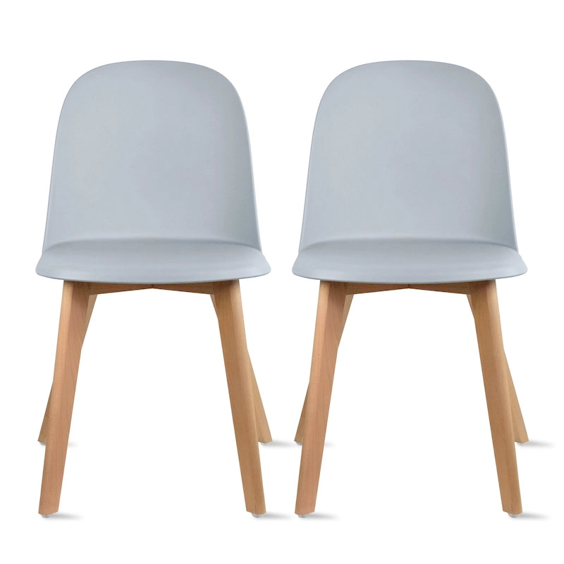 Lot de 2 chaises de salle à manger en plastique avec pieds en bois pour événements, cuisine, bureau, jardin, terrasse, café