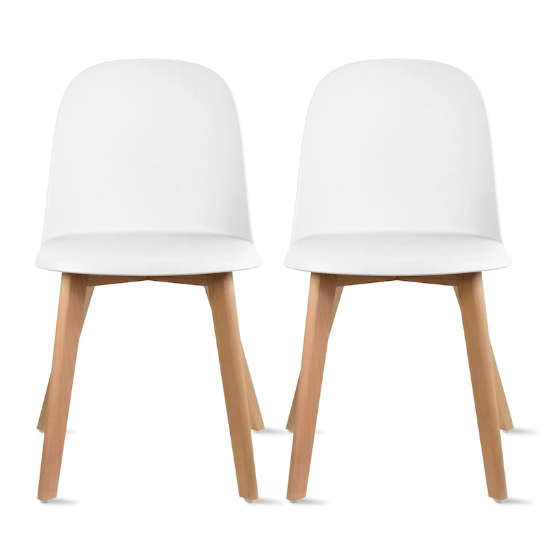 Lot de 2 chaises de salle à manger en plastique avec pieds en bois pour événements, cuisine, bureau, jardin, terrasse, café