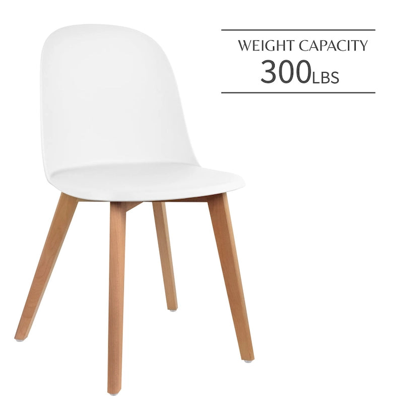 Lot de 2 chaises de salle à manger en plastique avec pieds en bois pour événements, cuisine, bureau, jardin, terrasse, café