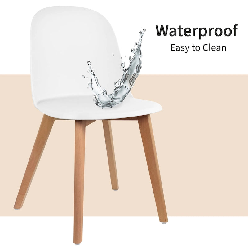 Lot de 2 chaises de salle à manger en plastique avec pieds en bois pour événements, cuisine, bureau, jardin, terrasse, café
