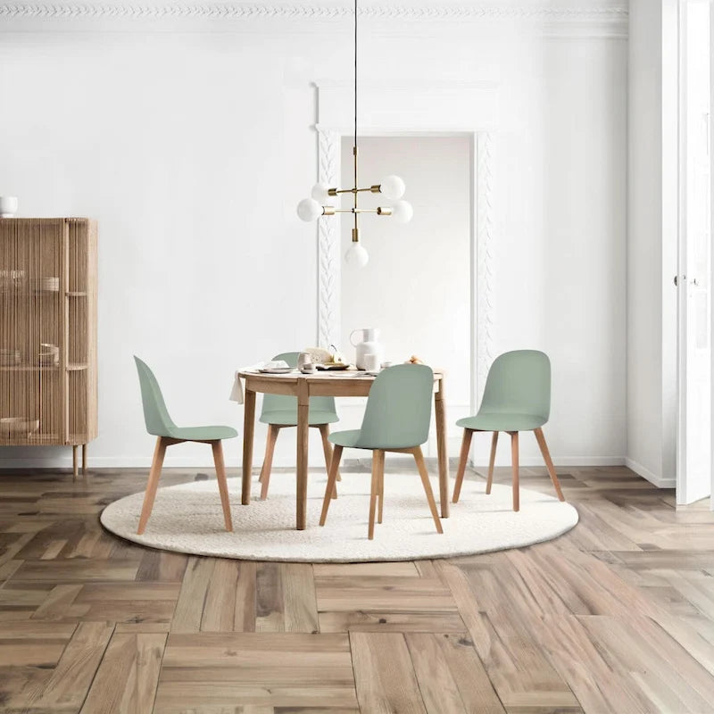 Lot de 2 chaises de salle à manger en plastique avec pieds en bois pour événements, cuisine, bureau, jardin, terrasse, café