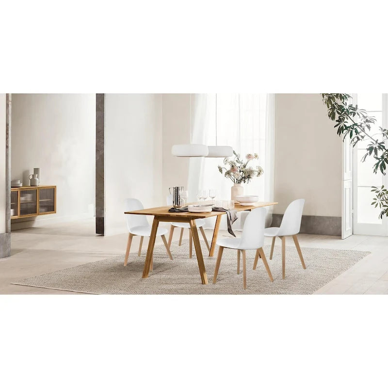 Lot de 2 chaises de salle à manger en plastique avec pieds en bois pour événements, cuisine, bureau, jardin, terrasse, café