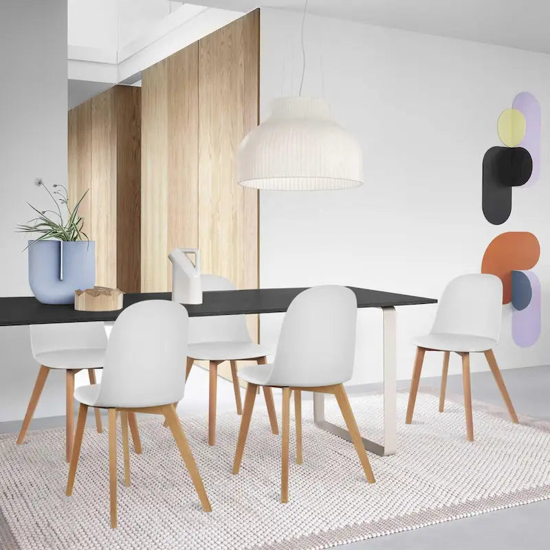 Lot de 2 chaises de salle à manger en plastique avec pieds en bois pour événements, cuisine, bureau, jardin, terrasse, café