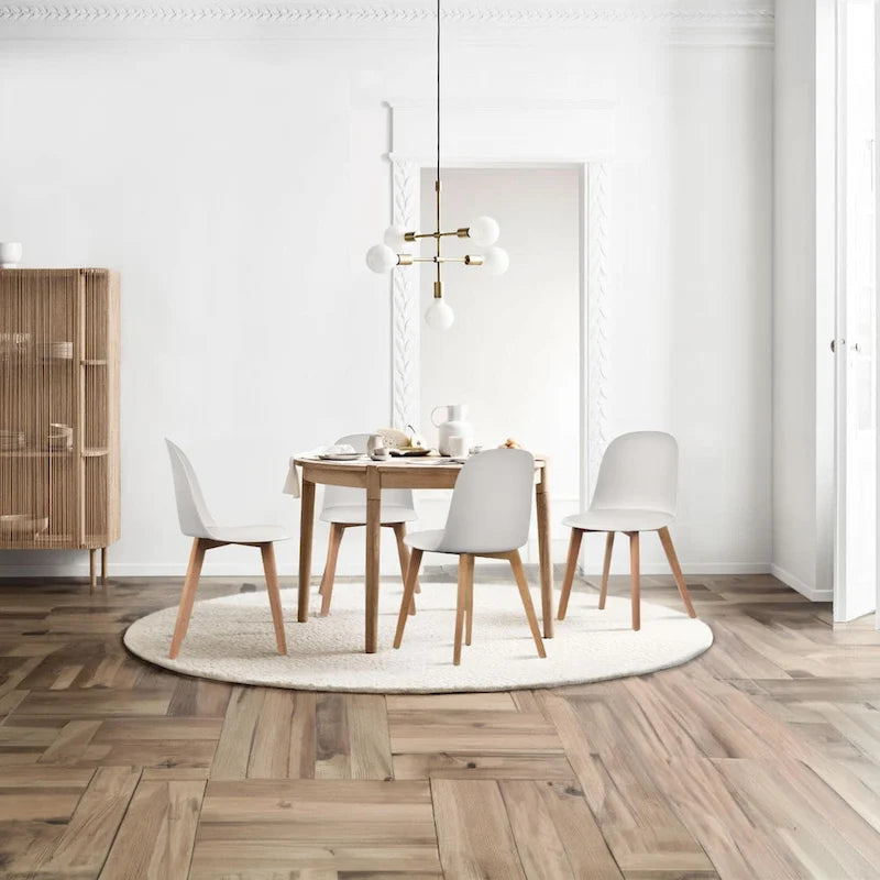 Lot de 2 chaises de salle à manger en plastique avec pieds en bois pour événements, cuisine, bureau, jardin, terrasse, café