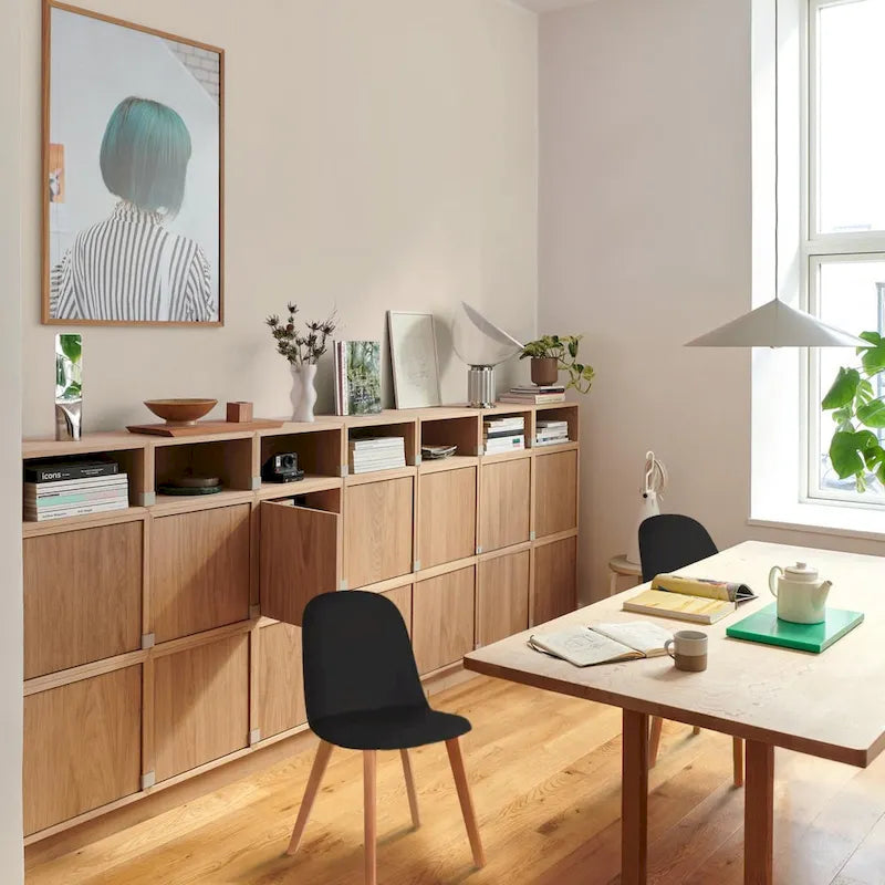 Lot de 2 chaises de salle à manger en plastique avec pieds en bois pour événements, cuisine, bureau, jardin, terrasse, café