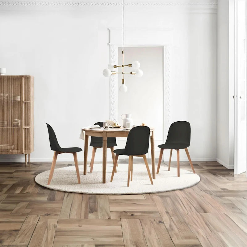Lot de 2 chaises de salle à manger en plastique avec pieds en bois pour événements, cuisine, bureau, jardin, terrasse, café