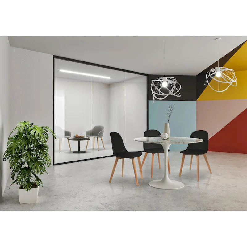 Lot de 2 chaises de salle à manger en plastique avec pieds en bois pour événements, cuisine, bureau, jardin, terrasse, café