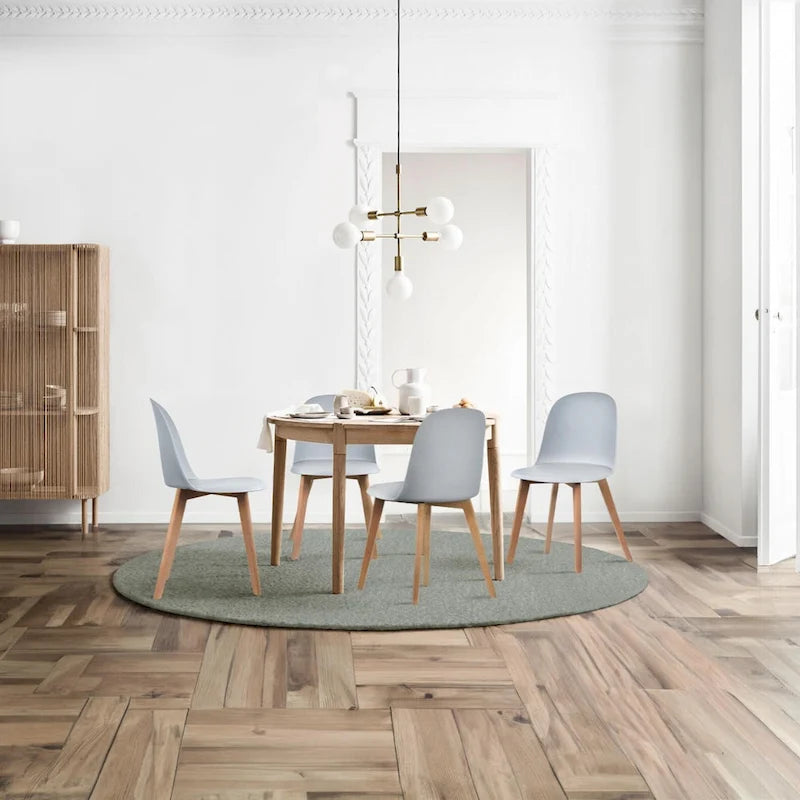 Lot de 2 chaises de salle à manger en plastique avec pieds en bois pour événements, cuisine, bureau, jardin, terrasse, café