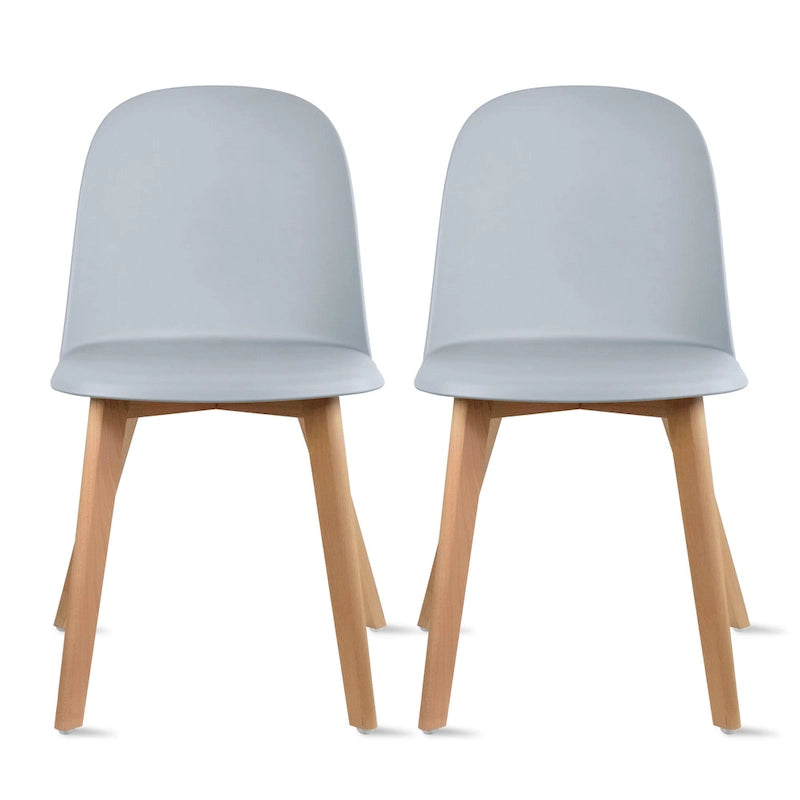 Lot de 2 chaises de salle à manger en plastique avec pieds en bois pour événements, cuisine, bureau, jardin, terrasse, café