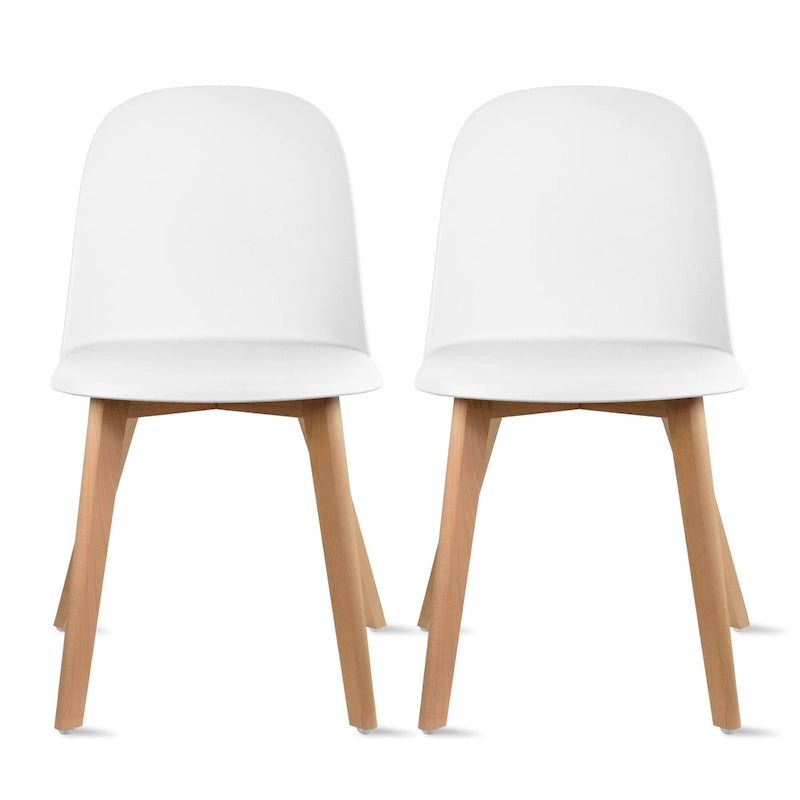 Lot de 2 chaises de salle à manger en plastique avec pieds en bois pour événements, cuisine, bureau, jardin, terrasse, café