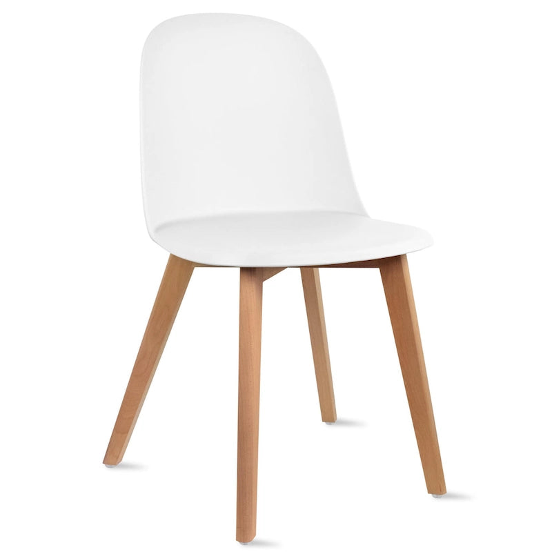 Lot de 2 chaises de salle à manger en plastique avec pieds en bois pour événements, cuisine, bureau, jardin, terrasse, café
