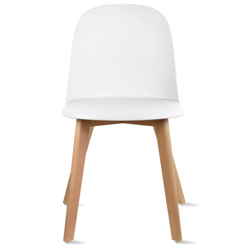 Lot de 2 chaises de salle à manger en plastique avec pieds en bois pour événements, cuisine, bureau, jardin, terrasse, café