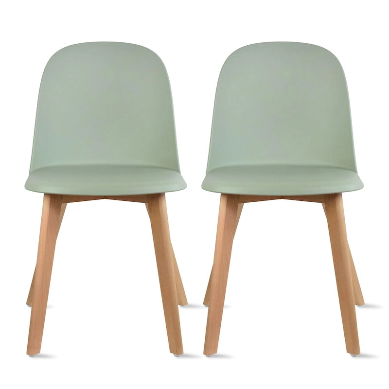 Lot de 2 chaises de salle à manger en plastique avec pieds en bois pour événements, cuisine, bureau, jardin, terrasse, café
