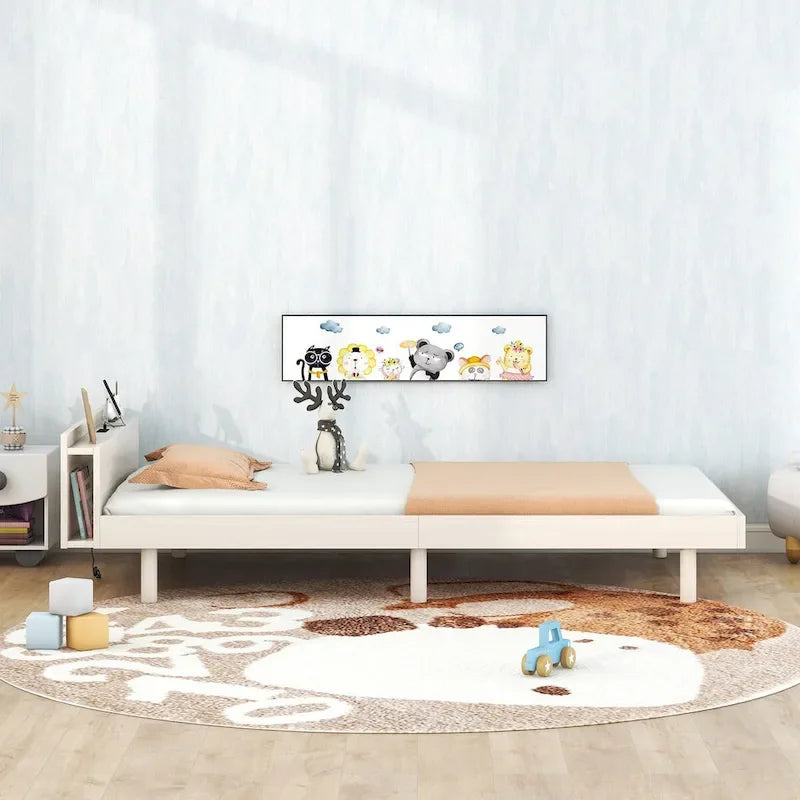 Cadre de lit plateforme simple avec ports USB