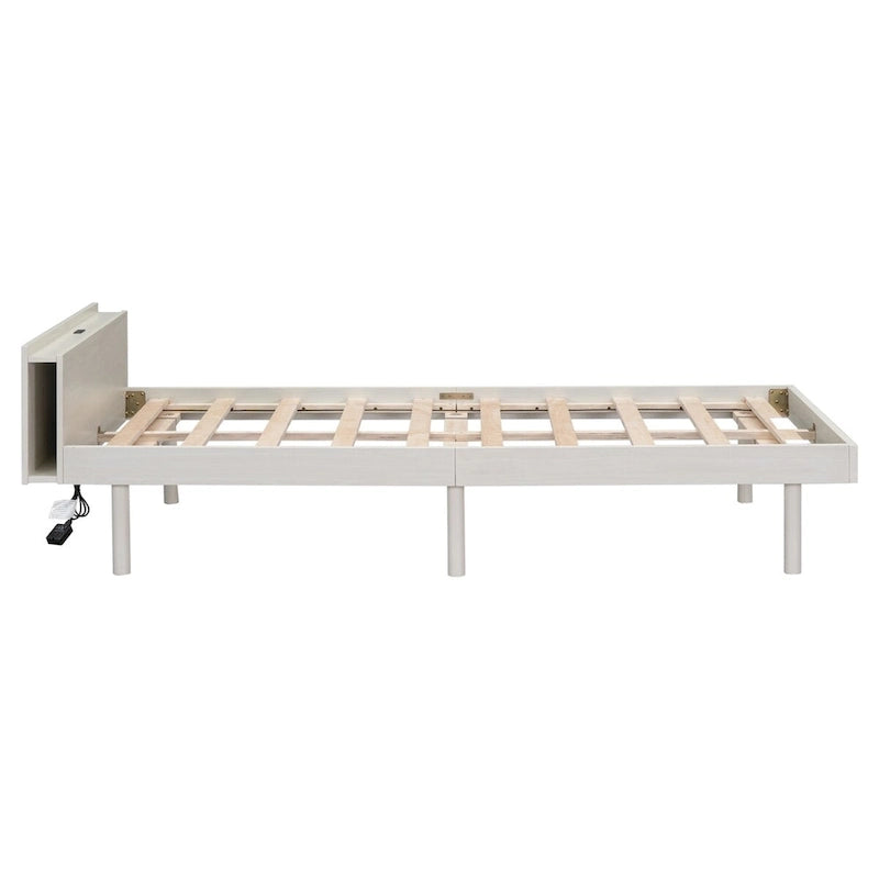 Cadre de lit plateforme simple avec ports USB