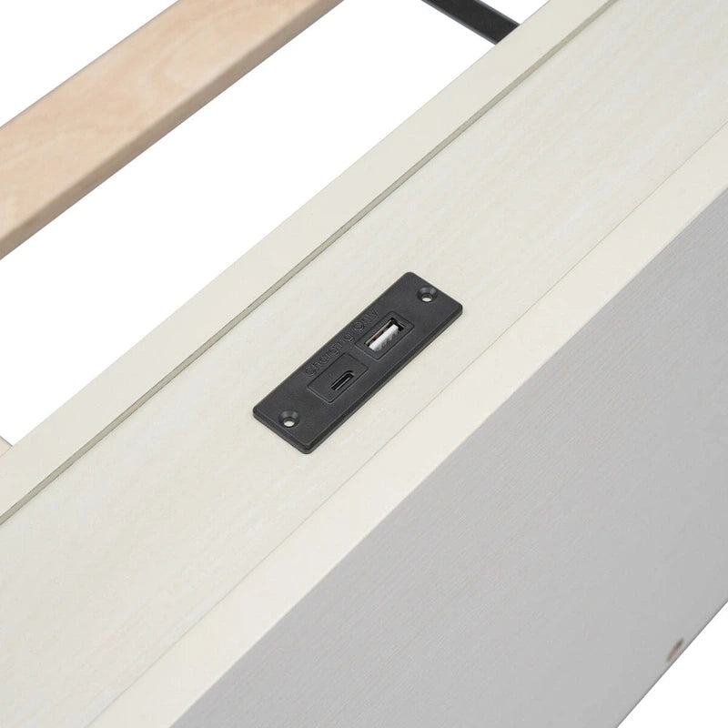 Cadre de lit plateforme simple avec ports USB