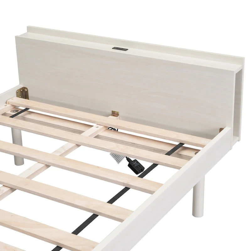 Cadre de lit plateforme simple avec ports USB