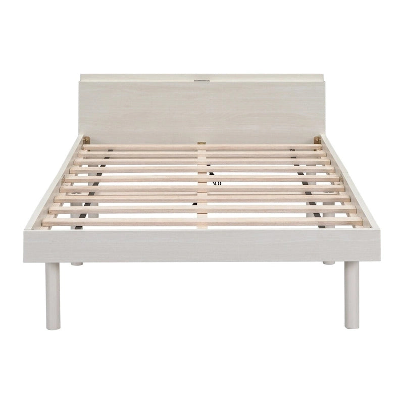Cadre de lit plateforme simple avec ports USB