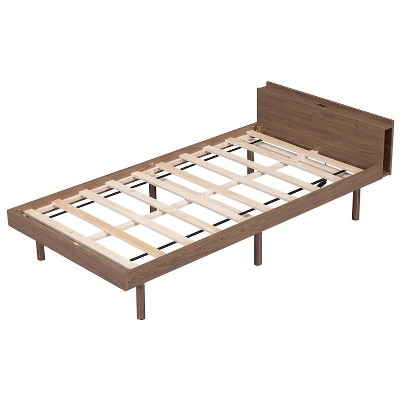 Cadre de lit plateforme simple avec ports USB