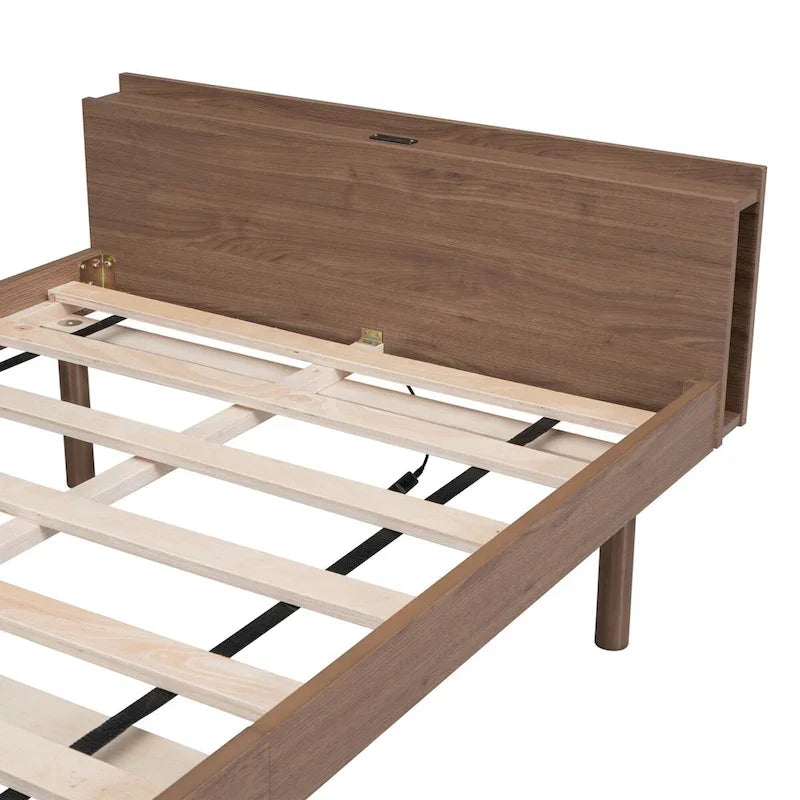 Cadre de lit plateforme simple avec ports USB