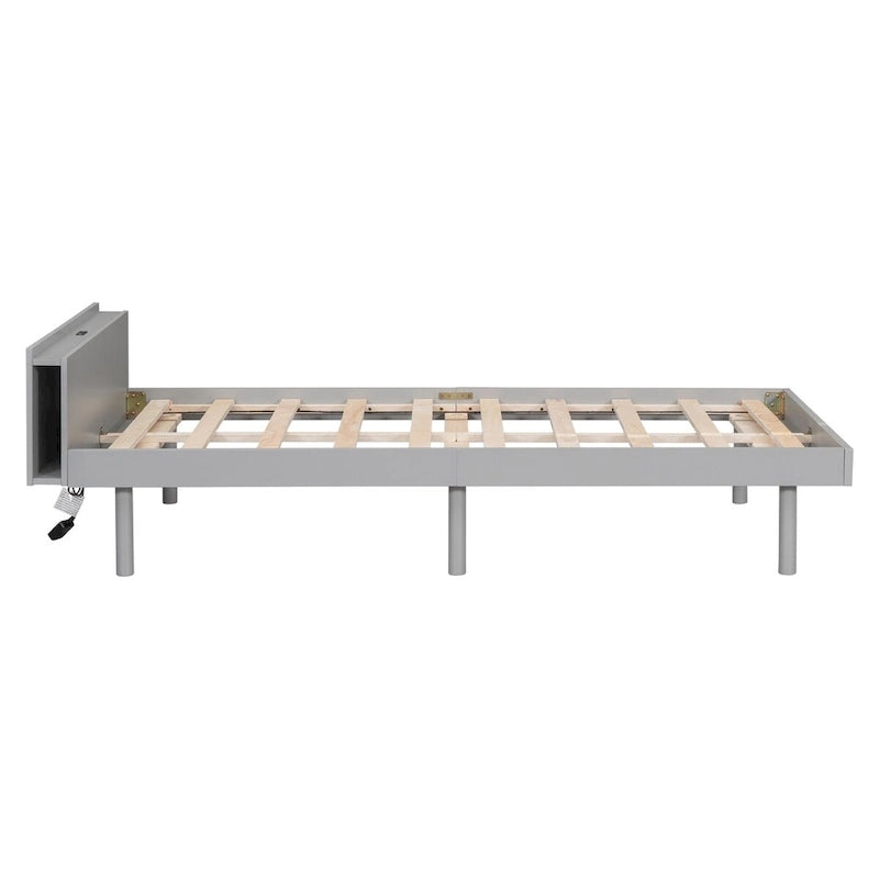 Cadre de lit plateforme simple avec ports USB