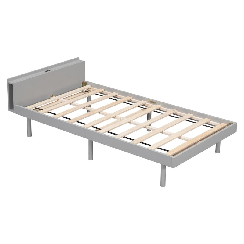 Cadre de lit plateforme simple avec ports USB