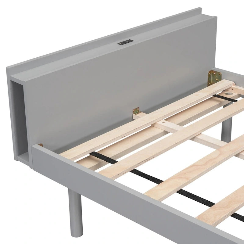 Cadre de lit plateforme simple avec ports USB