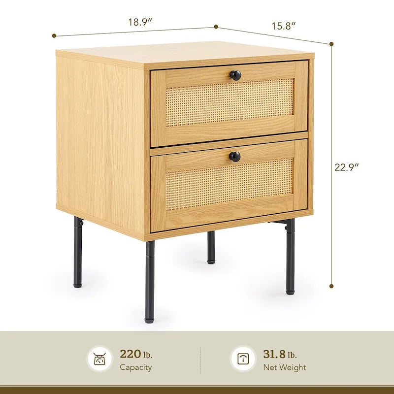 Table de chevet en rotin de style bohème