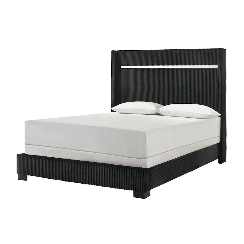 Parure de chambre 3 pièces avec panneaux tapissés en velours noir