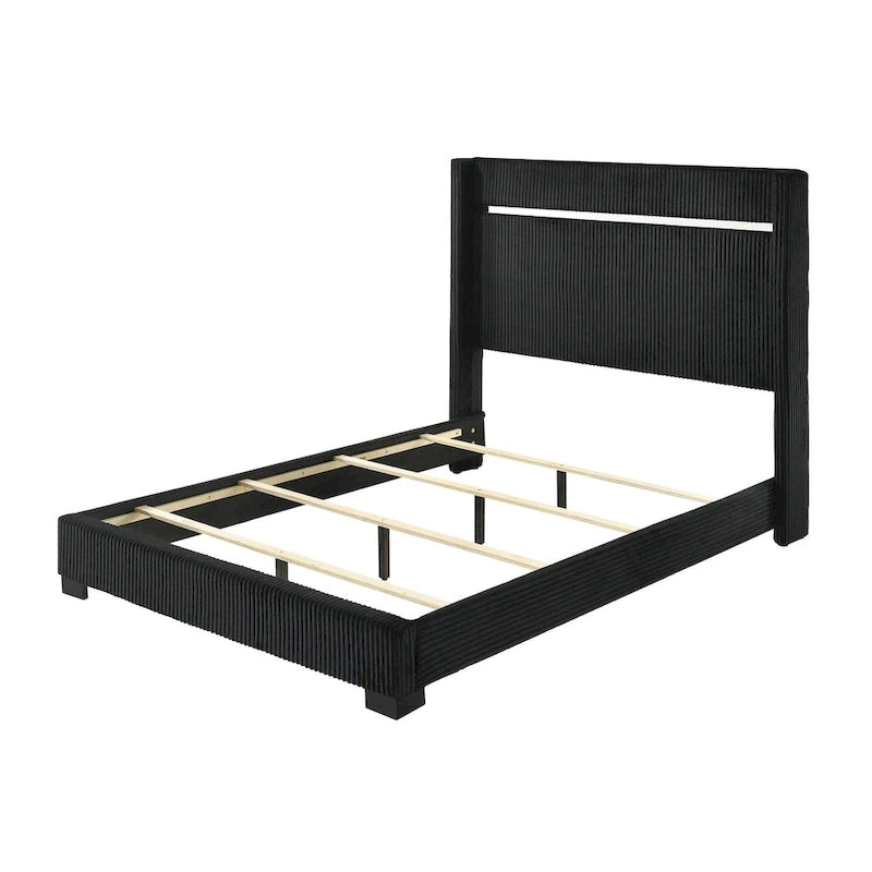 Parure de chambre 3 pièces avec panneaux tapissés en velours noir