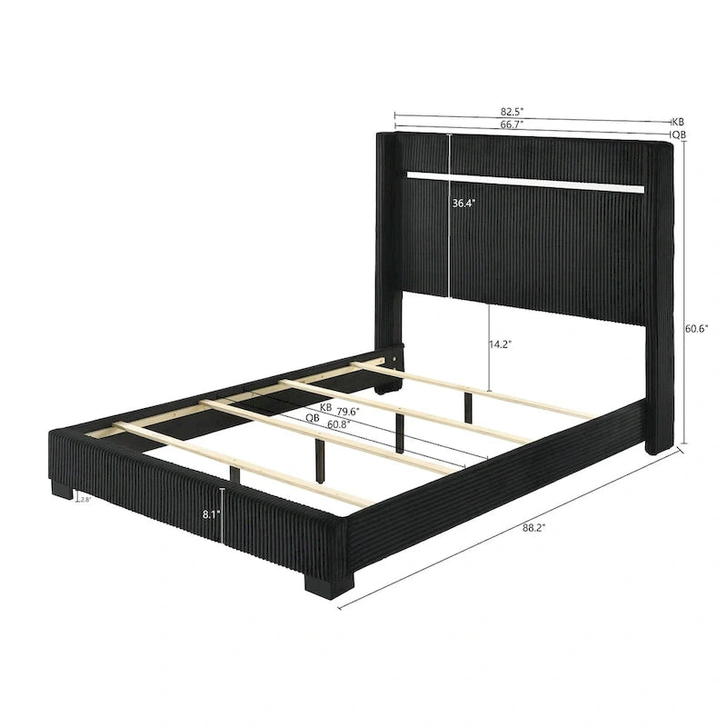 Parure de chambre 3 pièces avec panneaux tapissés en velours noir
