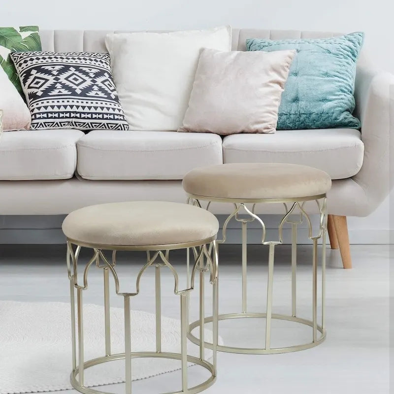 Tabouret rond empilable avec pieds en acier