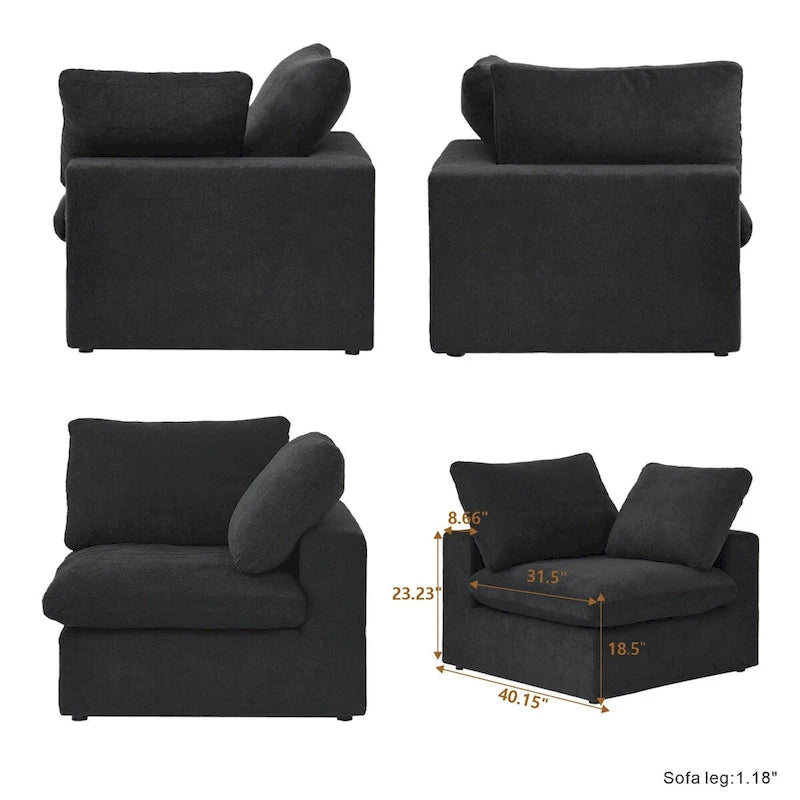 Canapé d'angle modulable en L convertible avec rangements