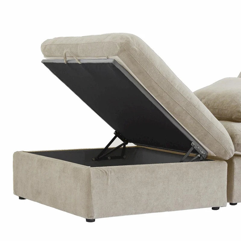 Canapé d'angle modulable en L convertible avec rangements
