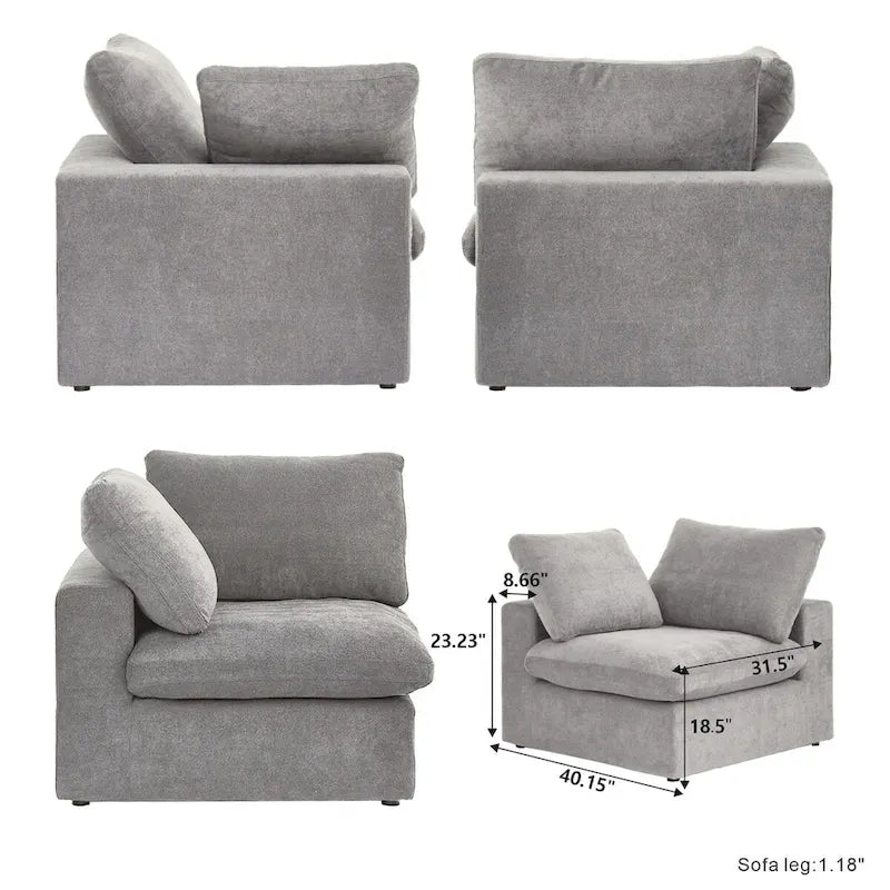 Canapé d'angle modulable en L convertible avec rangements