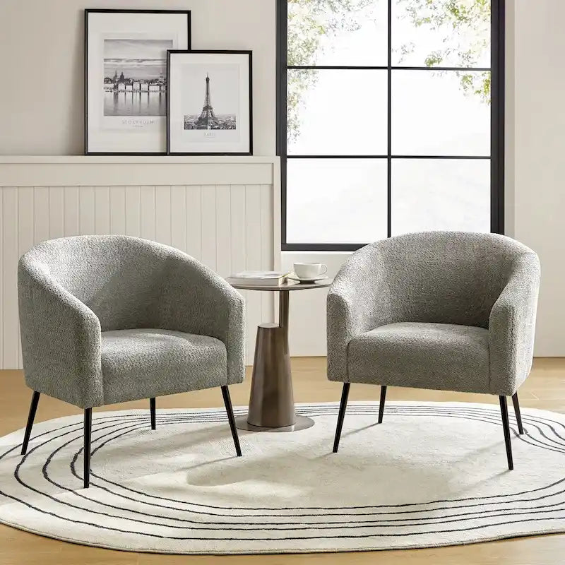 Fauteuils modernes en bouclette (avec pieds en métal) — Lot de 2