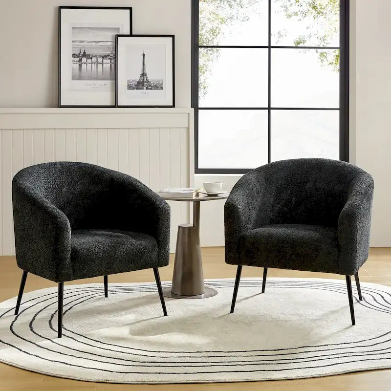Fauteuils modernes en bouclette (avec pieds en métal) — Lot de 2
