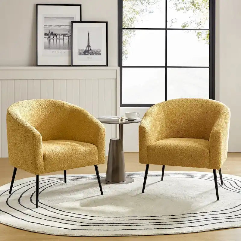 Fauteuils modernes en bouclette (avec pieds en métal) — Lot de 2