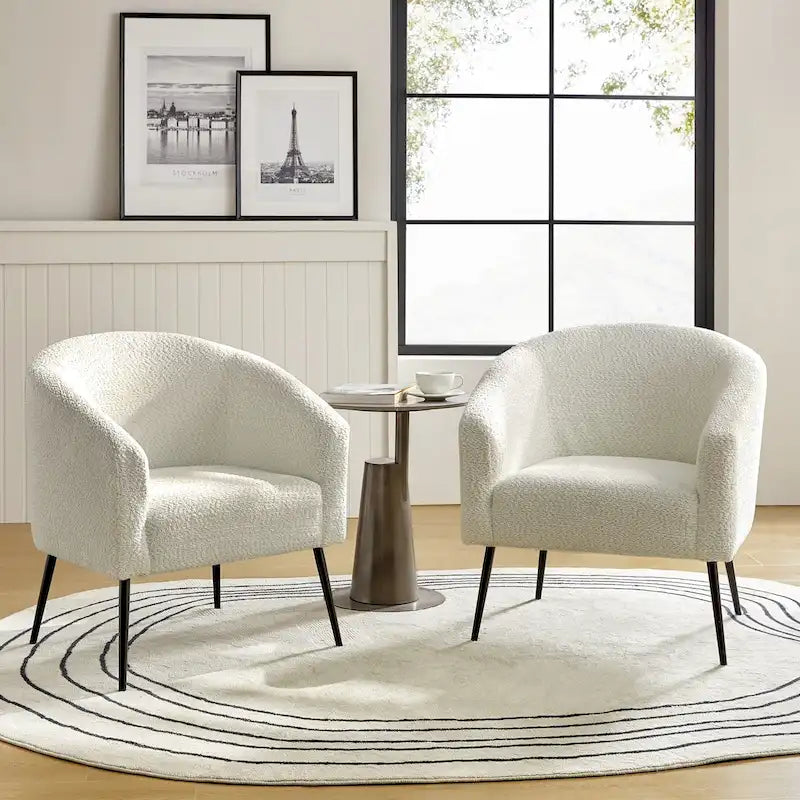 Fauteuils modernes en bouclette (avec pieds en métal) — Lot de 2