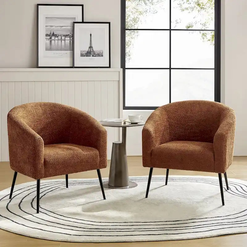 Fauteuils modernes en bouclette (avec pieds en métal) — Lot de 2