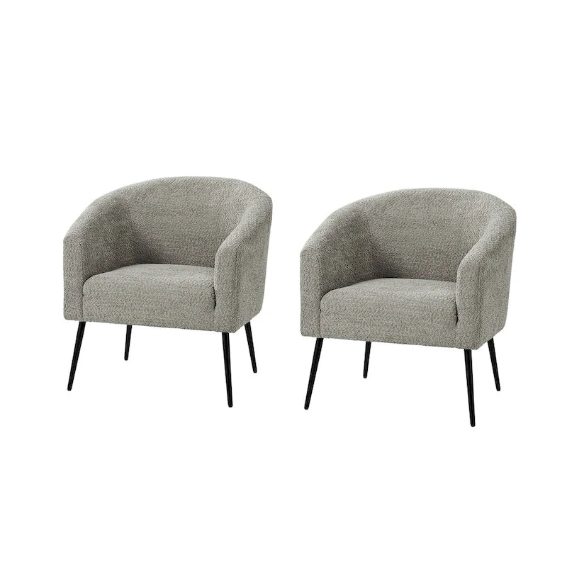 Fauteuils modernes en bouclette (avec pieds en métal) — Lot de 2
