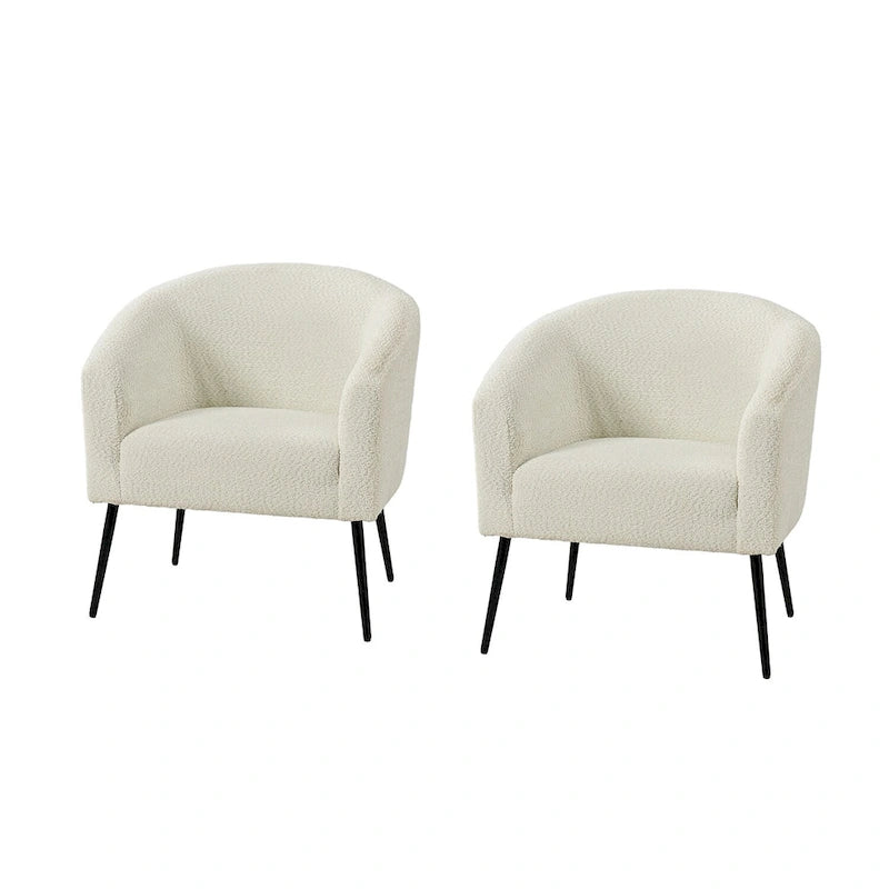 Fauteuils modernes en bouclette (avec pieds en métal) — Lot de 2