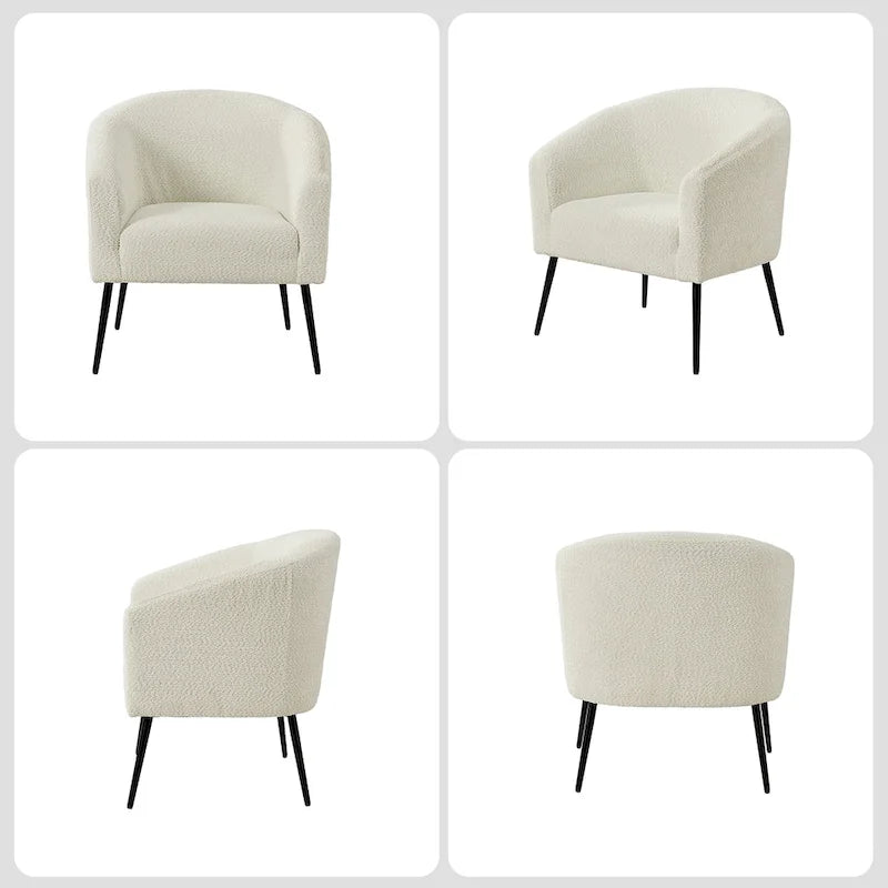 Fauteuils modernes en bouclette (avec pieds en métal) — Lot de 2