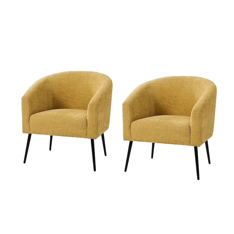 Fauteuils modernes en bouclette (avec pieds en métal) — Lot de 2