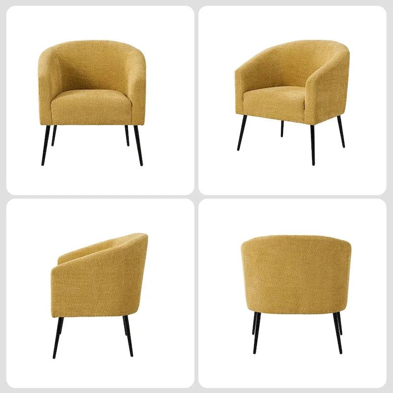Fauteuils modernes en bouclette (avec pieds en métal) — Lot de 2