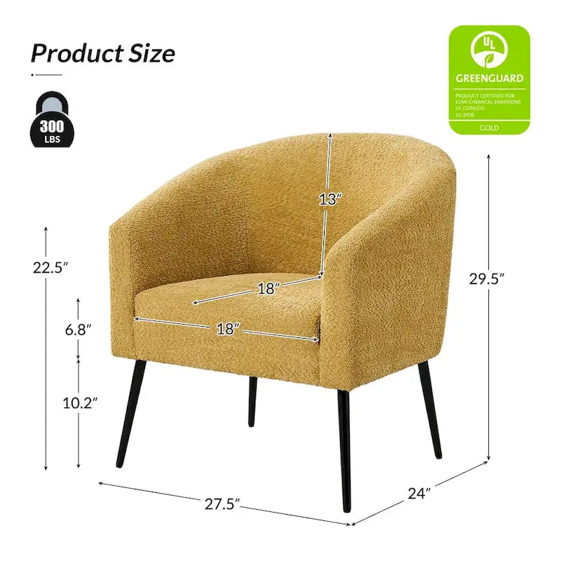 Fauteuils modernes en bouclette (avec pieds en métal) — Lot de 2