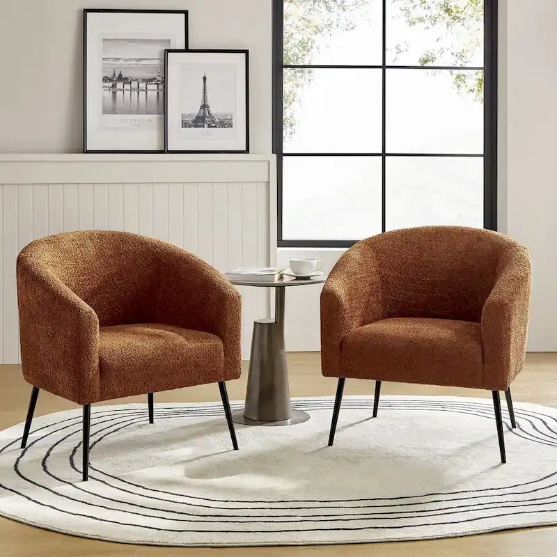 Fauteuils modernes en bouclette (avec pieds en métal) — Lot de 2