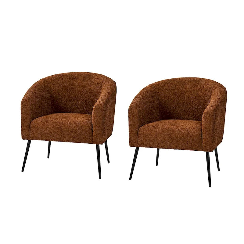 Fauteuils modernes en bouclette (avec pieds en métal) — Lot de 2